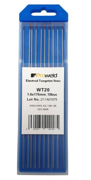 Electrozi tungsten rosu, ProWELD WT20  1.6x175mm, 10buc