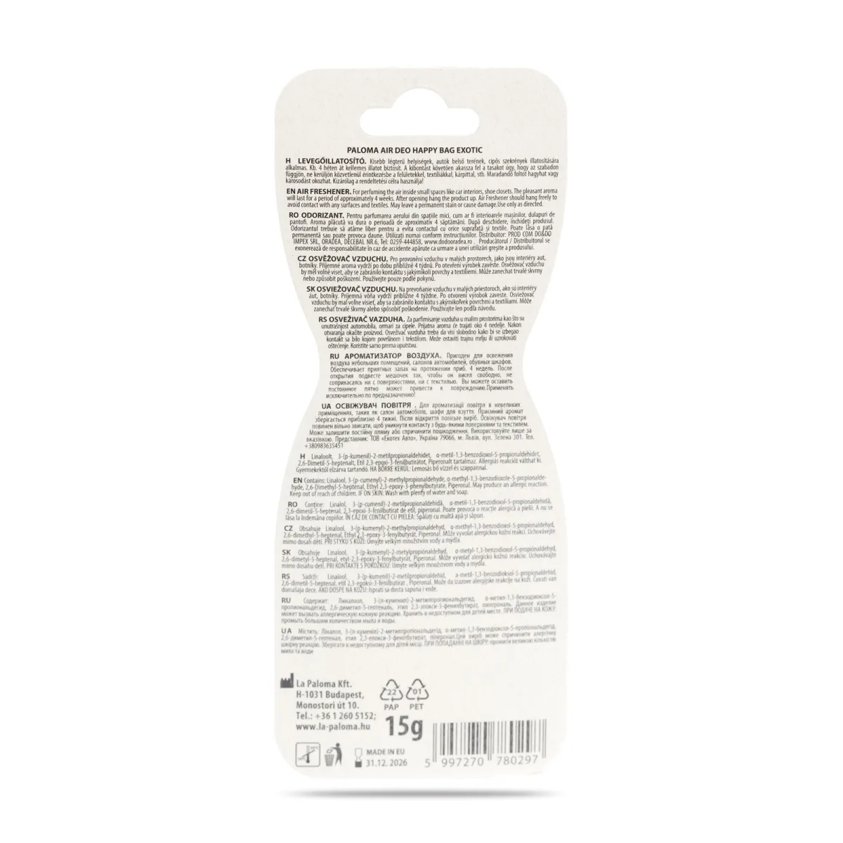 Odorizant Auto Happy Bag Exotic, Parfum pentru Masina, 1 Buc - imagine 2