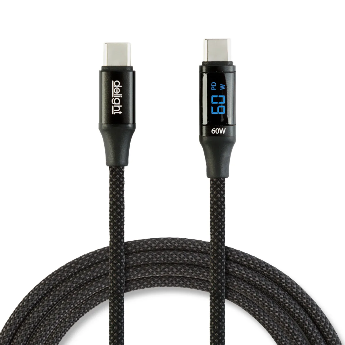 Cablu USB Type C la Type C 1m incarcare rapida 60W 3A cu display putere si transfer date