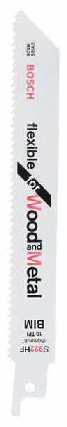 bosch set 5 panze ferastrau sabie s 922 hf flexible for wood and metal, 150mm 1 Bosch Set 5 panze ferastrau sabie S 922 HF Flexible for Wood and Metal, 150mm