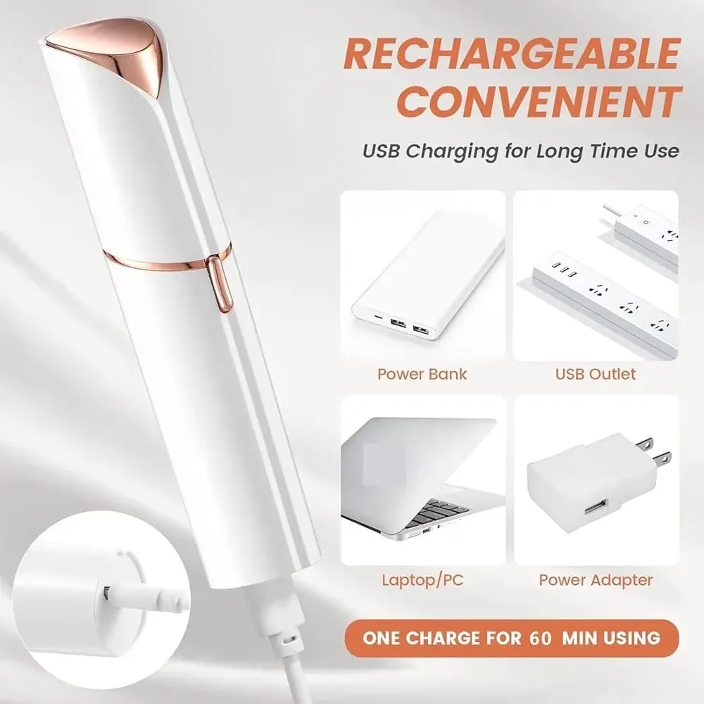 Epilator facial electric Macvi, lama placata 18K, LED, reincarcabil USB, compact - imagine 2