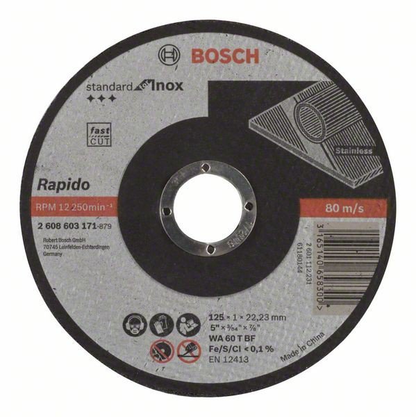 Bosch Disc taiere Standard Inox 125mm, 1mm