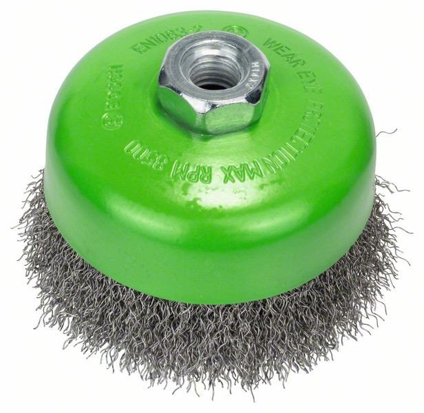 bosch perie-oala, sarma ondulata 100 otel inoxidabil 100mm, 0.3mm, m14 1 Bosch Perie-oala, sarma ondulata 100 otel inoxidabil 100mm, 0.3mm, M14