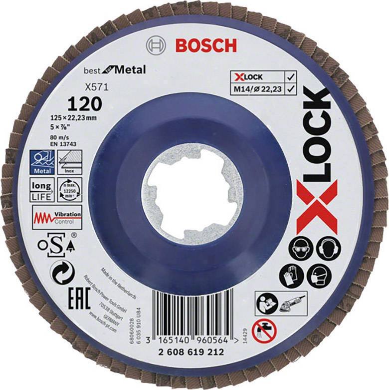 bosch discuri de slefuire evantai x-lock, versiunea dreapta, placa din plastic, d125, g120 1 Bosch Discuri de slefuire evantai X-LOCK, versiunea dreapta, placa din plastic, D125, G120