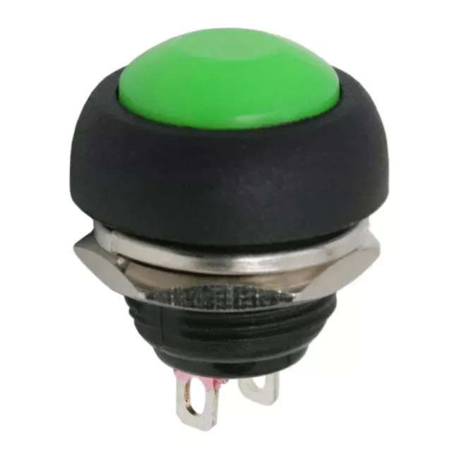 Buton 1 circuit 1A 250V OFF-(ON) verde fara retinere