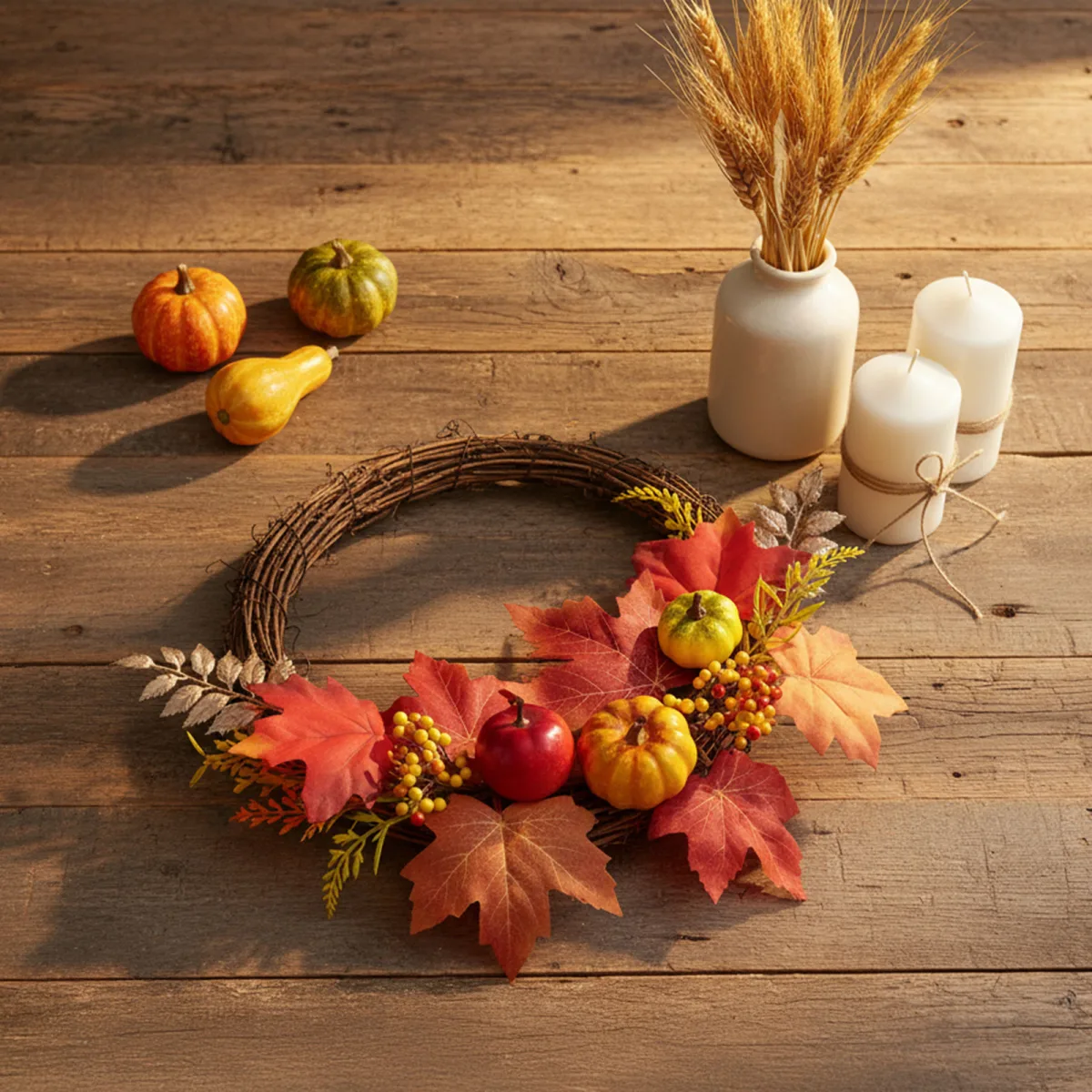 Coronita toamna, 35 cm, frunze si fructe decorative