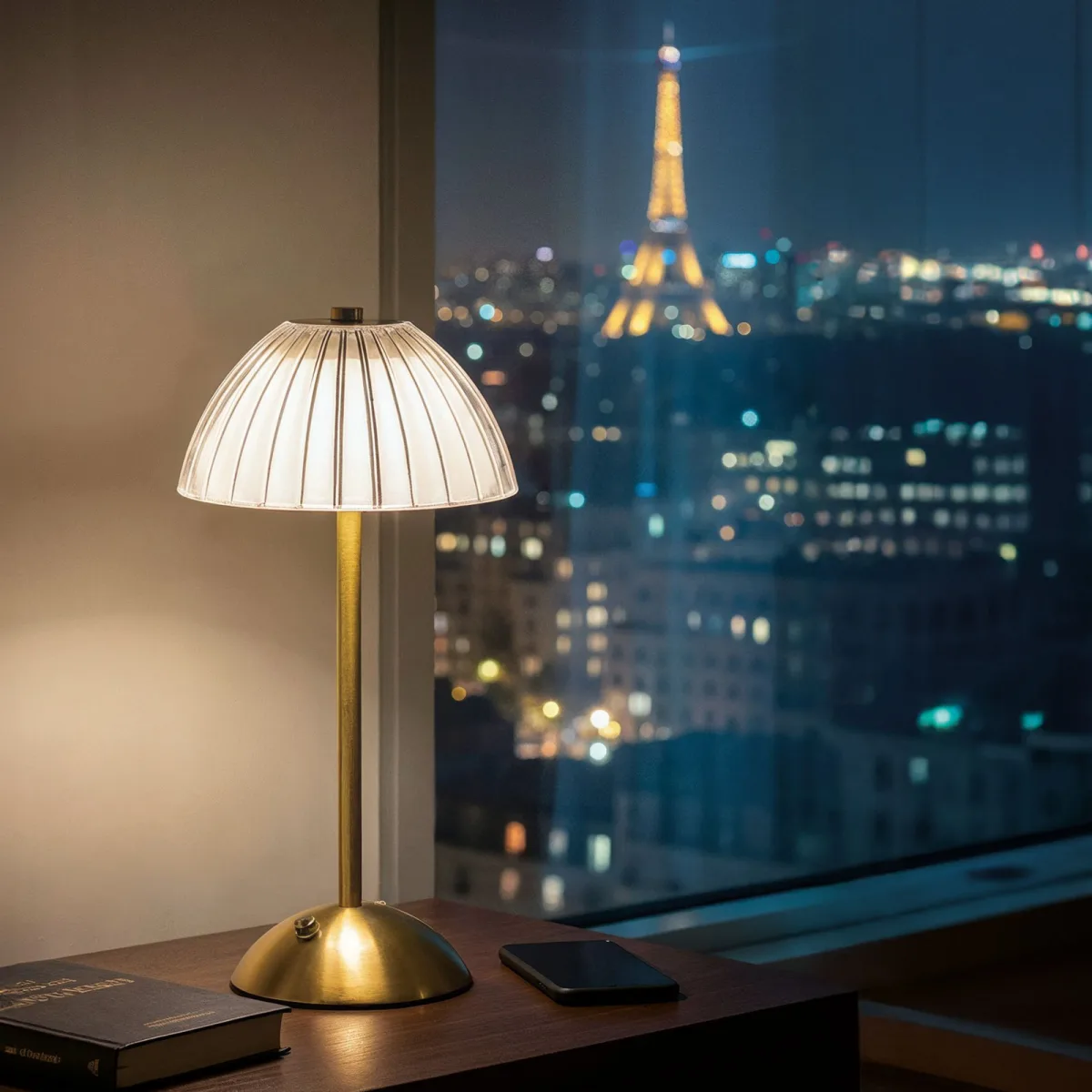 Lampa de masa - auriu - caldura reglabila, luminozitate - baterie USB