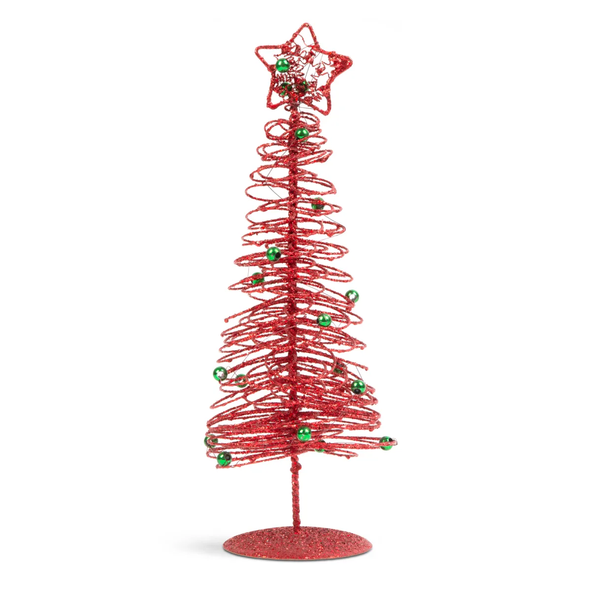 Bradut decorativ Craciun metalic 28 cm, rosu - imagine 2