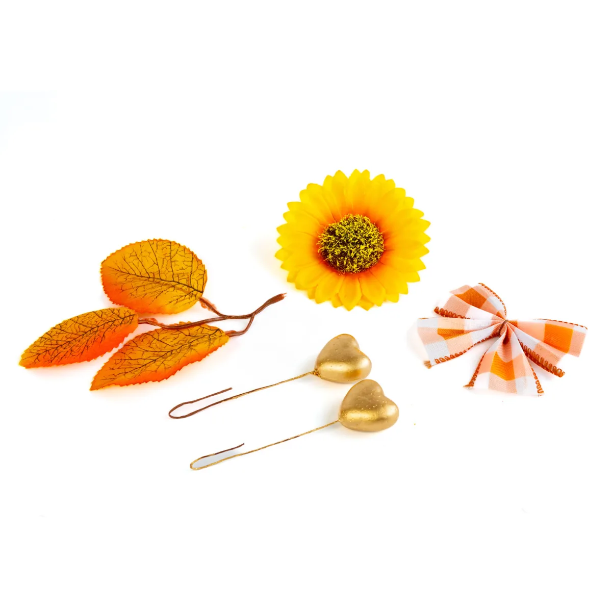 Set decoratiuni toamna, 5 piese, frunze/dovleac/floarea soarelui, culori calde - imagine 3