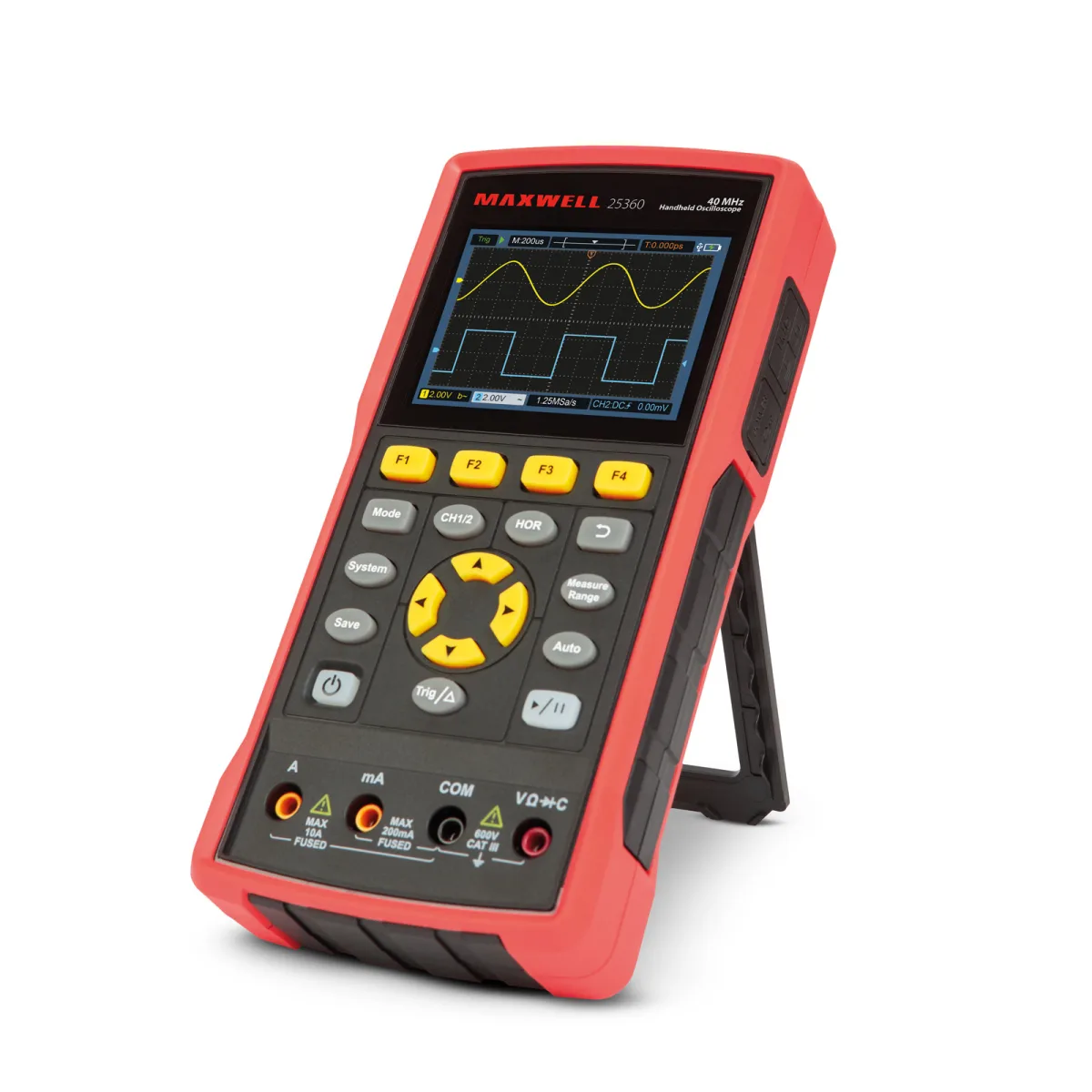 Osciloscop portabil digital 2 canale 40MHz 400V, LCD 3.5 inch, baterie, USB Type C, functie multimetru