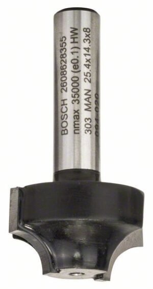 Freza pentru realizarea muchiilor E, 8mm, R1 6.3mm, D 25.4mm, L 14mm, G 46mm Bosch