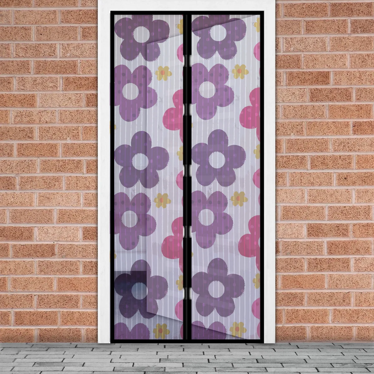 Cortina tantari usa magnetica 100x210 cm model floral, plasa insecte usa cu inchidere magnetica