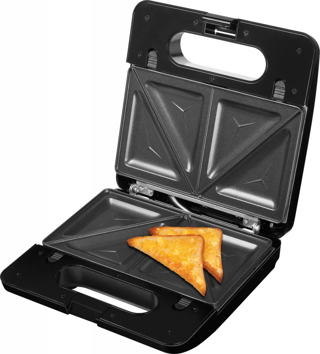Sandwich-maker ECG S3173 3in1 Triangle, 750W, 3 tipuri de placi detasabile, negru-otel inoxidabil - imagine 7