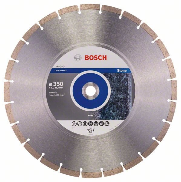 disc diamantat standard pentru piatra bosch 350x20/25.40x3.1mm 1 Disc diamantat Standard pentru piatra Bosch 350x20/25.40x3.1mm