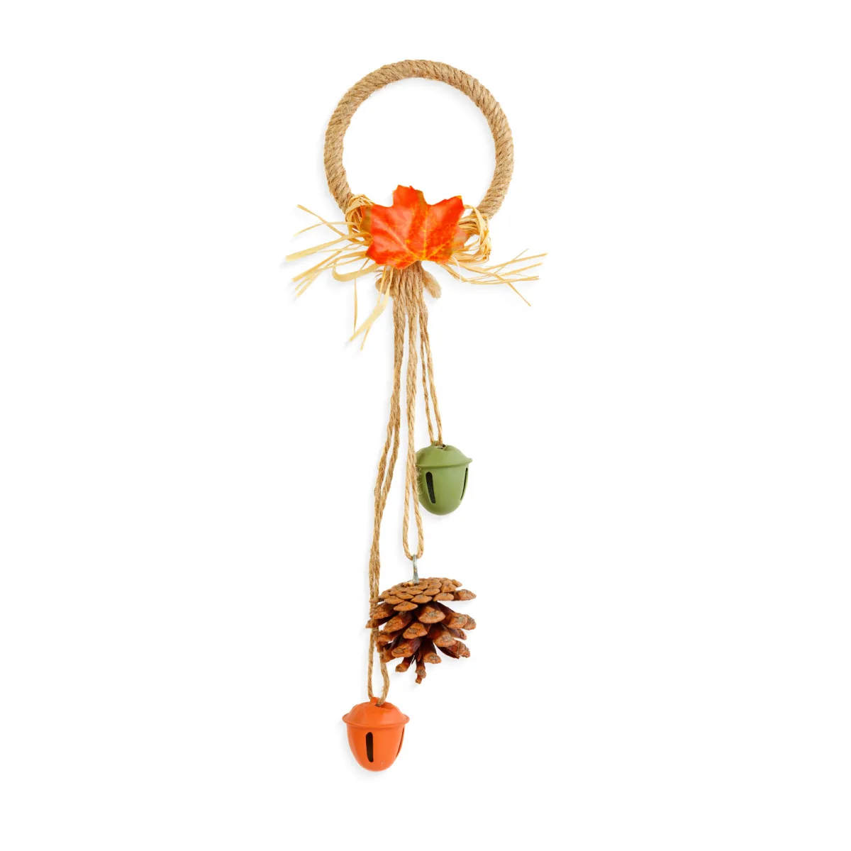 Coronita usa, 30.5 cm, decor cu conuri si frunze, clopotel inclus - imagine 4