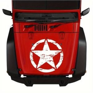 Sticker autoadeziv pentru vehicule Off Road, model „Rusted Army Star”, dimensiune 50 x 50 cm, culoare Alba