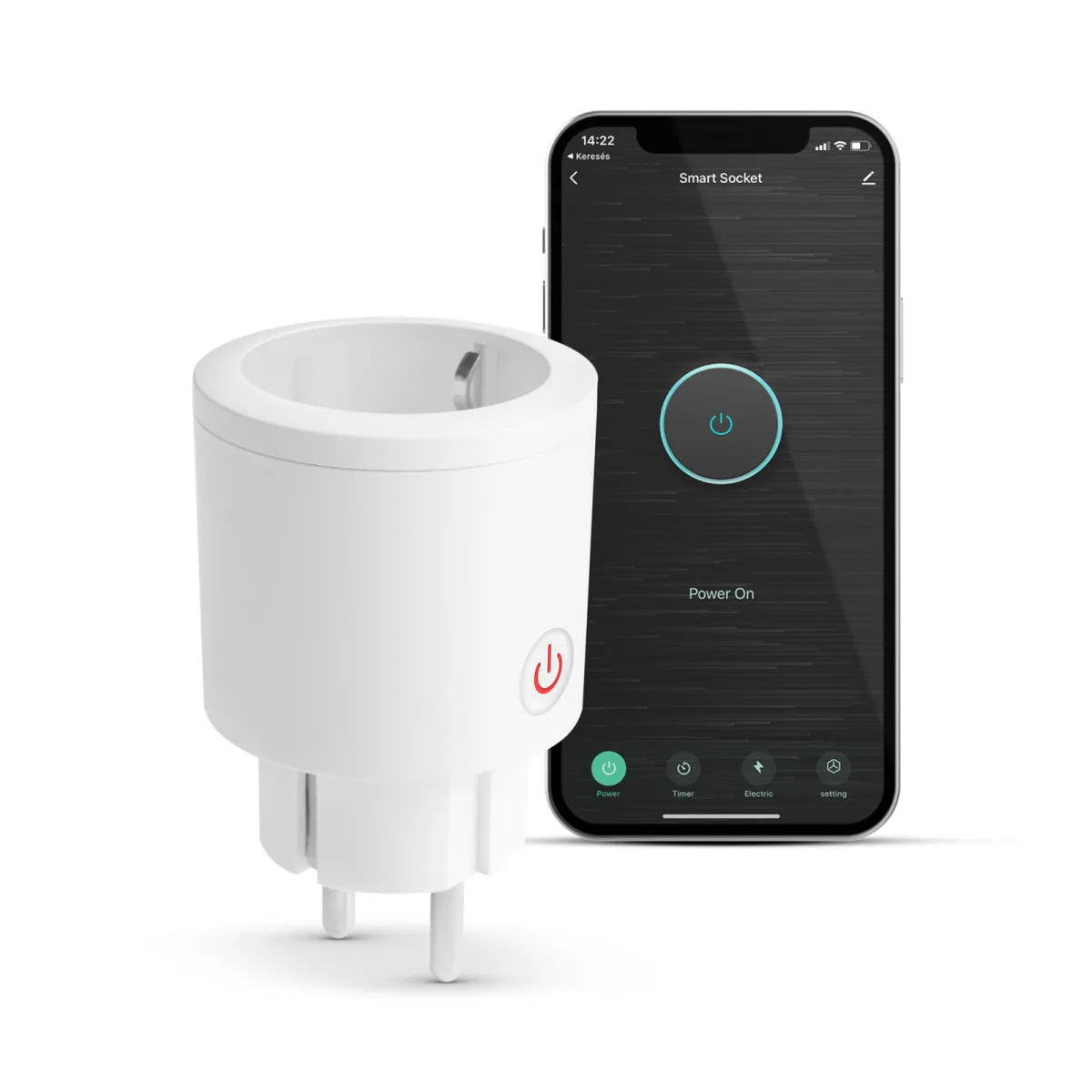 Priza inteligenta WiFi cu contor consum, 16A, 3680W, Alexa Google Siri IFTTT, Tuya, priza slovaca, alb - imagine 2