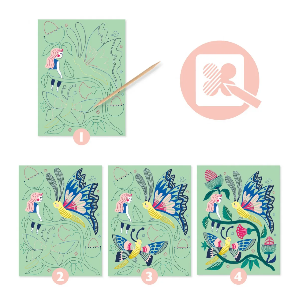 Joc creativ de razuit Flori in gradina, Djeco - imagine 3
