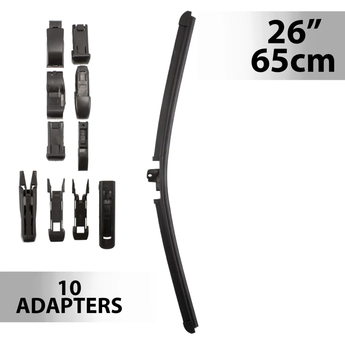 Stergator parbriz 26 inch, 65 cm, universal, 10 adaptoare, lama cauciuc, rezistent intemperii, montaj usor