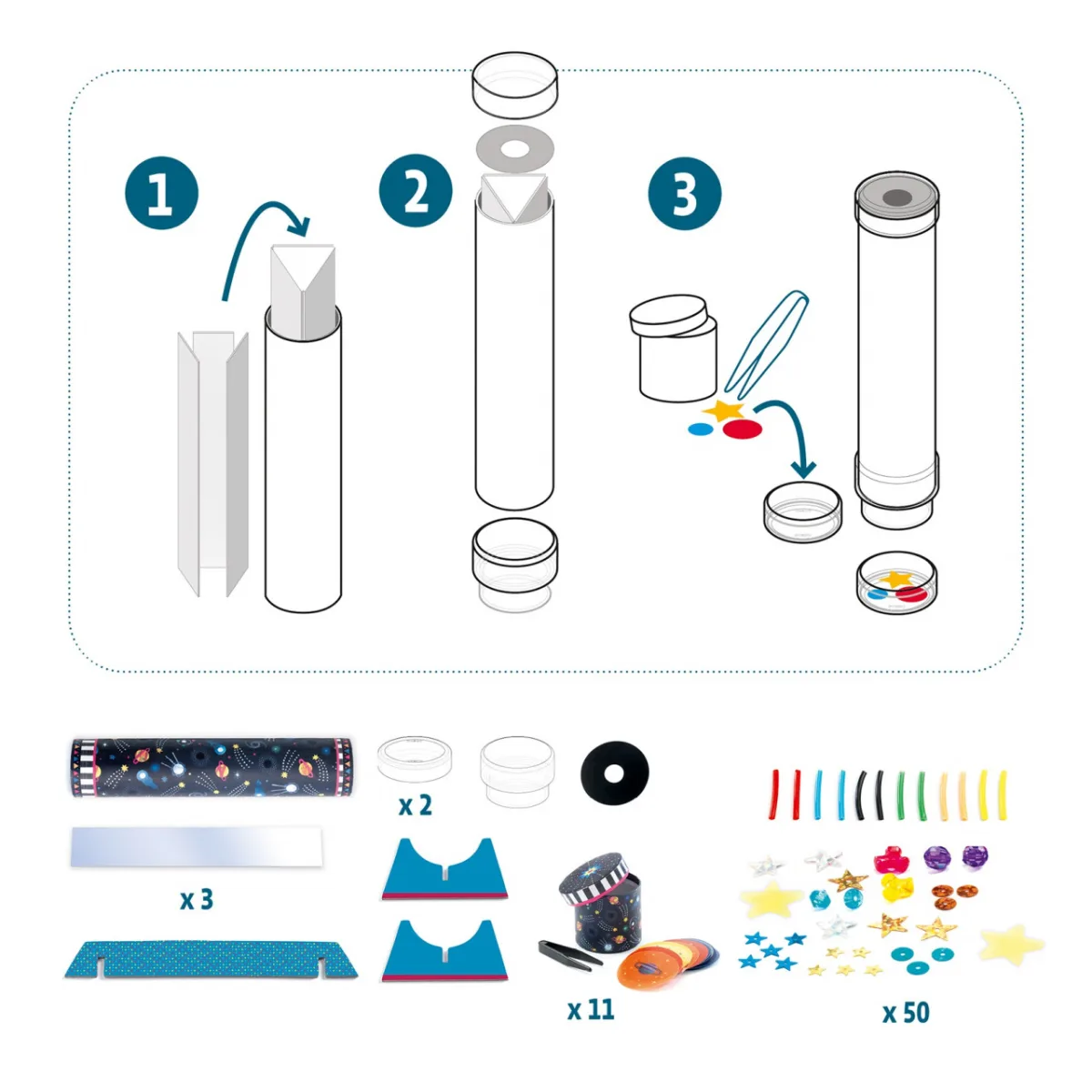 Joc creativ DIY Caleidoscop Imersiune în spatiu, Djeco - imagine 4