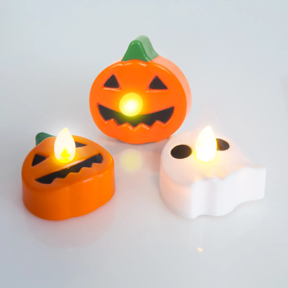 Set lumini LED Halloween 3 piese dovleac si fantoma, iluminare alb cald