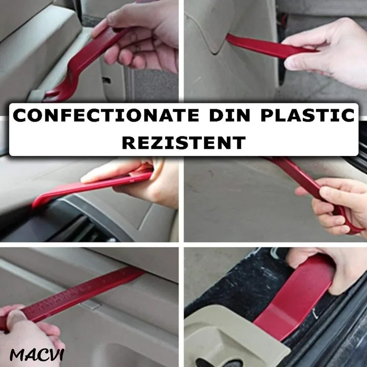 Set unelte demontare Macvi® panouri auto 6 piese, plastic si metal, pentru clipsuri, garnituri si elemente interioare - imagine 5