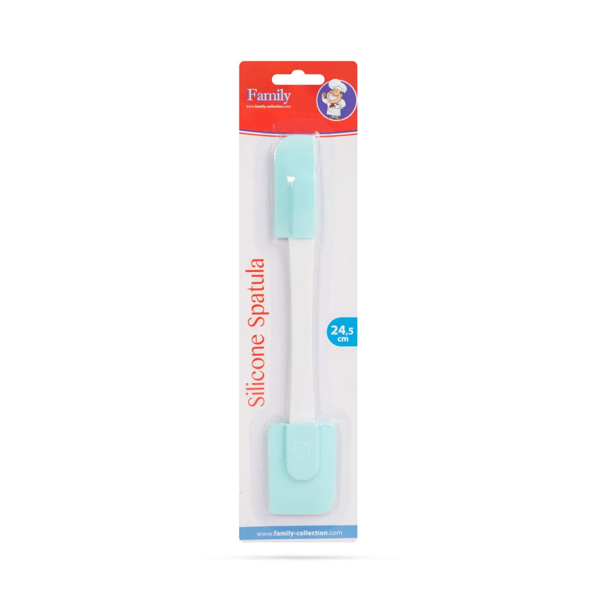 Spatula silicon dubla 24.5 cm, pentru gatit si copt, rezistenta la caldura, albastru deschis - imagine 2