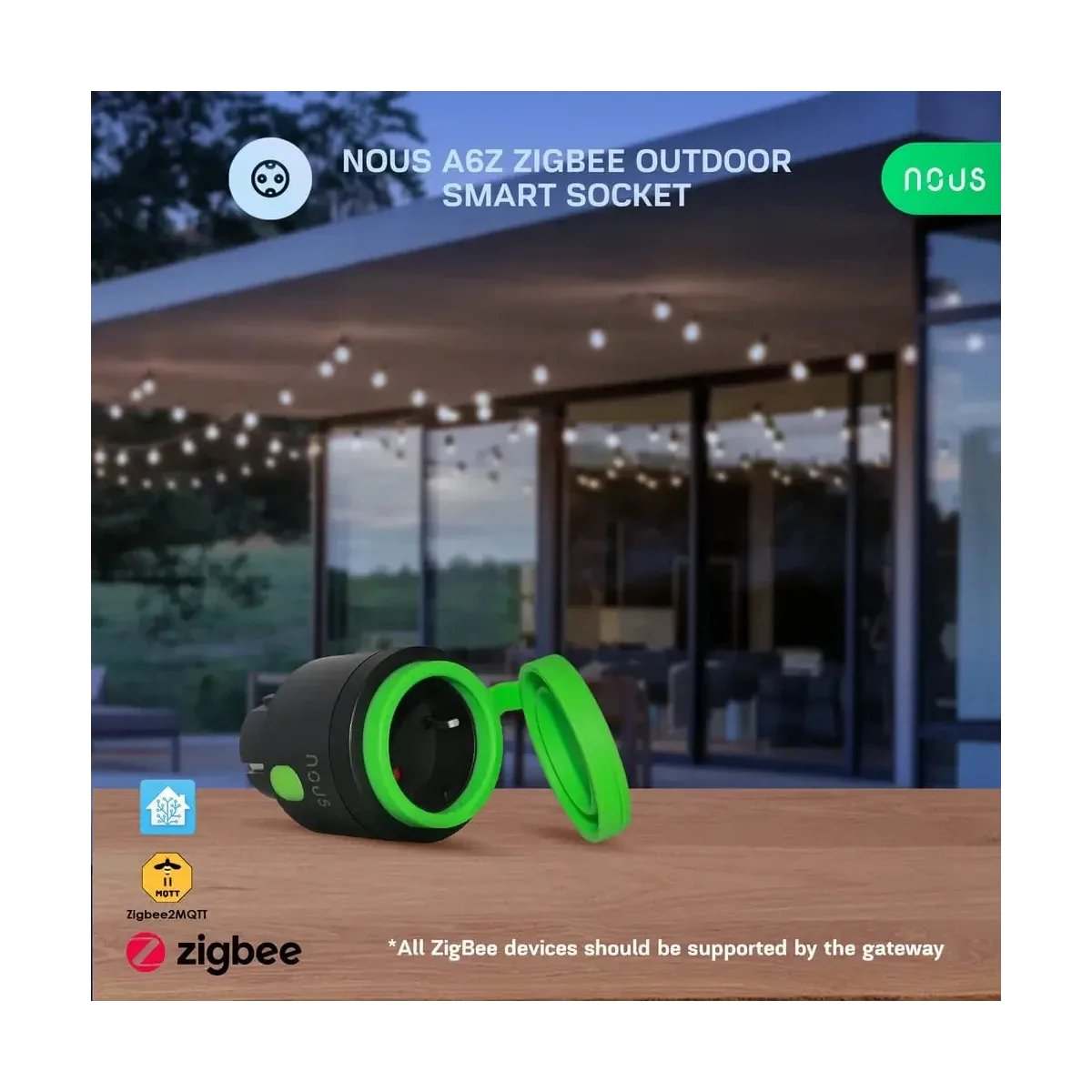 Priza Inteligenta WiFi pentru exterior NOUS A6Z,16A - ZigBee 3.0, Monitorizare energie, IP44 - imagine 4