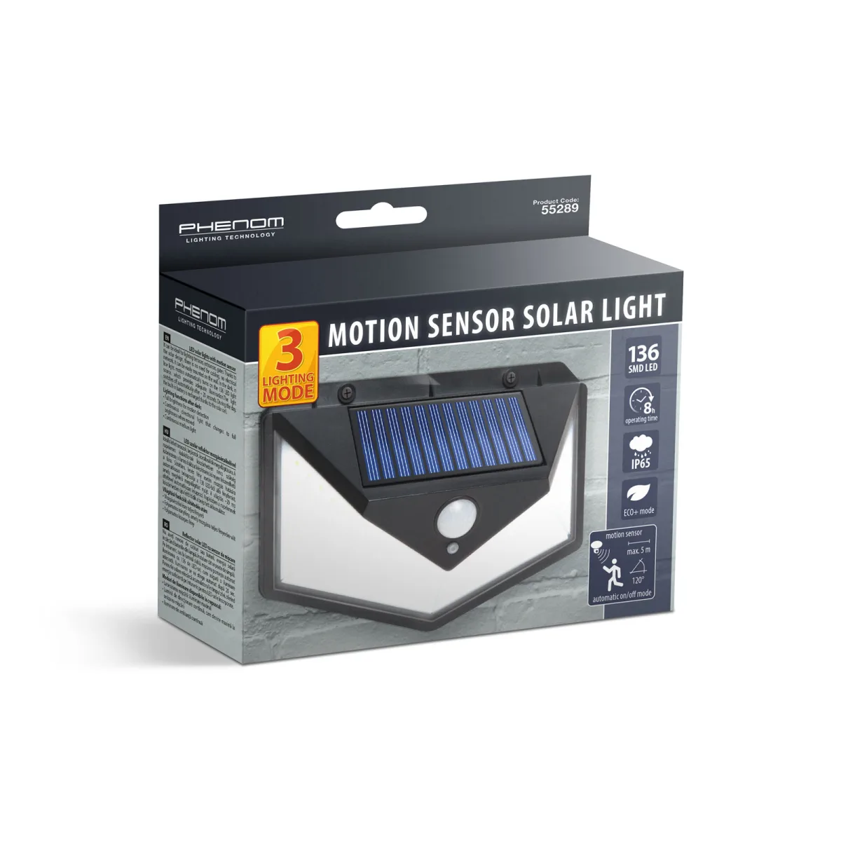 Proiector solar 136 LED senzor miscare 280lm IP65 iluminat exterior perete - imagine 3