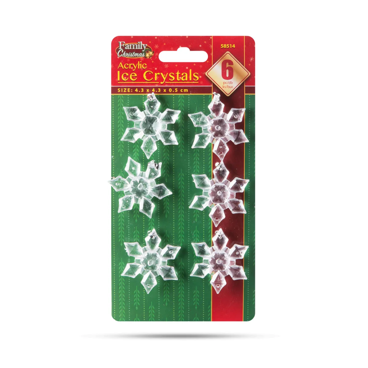 Decoratiuni brad Craciun cristale gheata acril 4.3 cm, set 6 buc - imagine 3