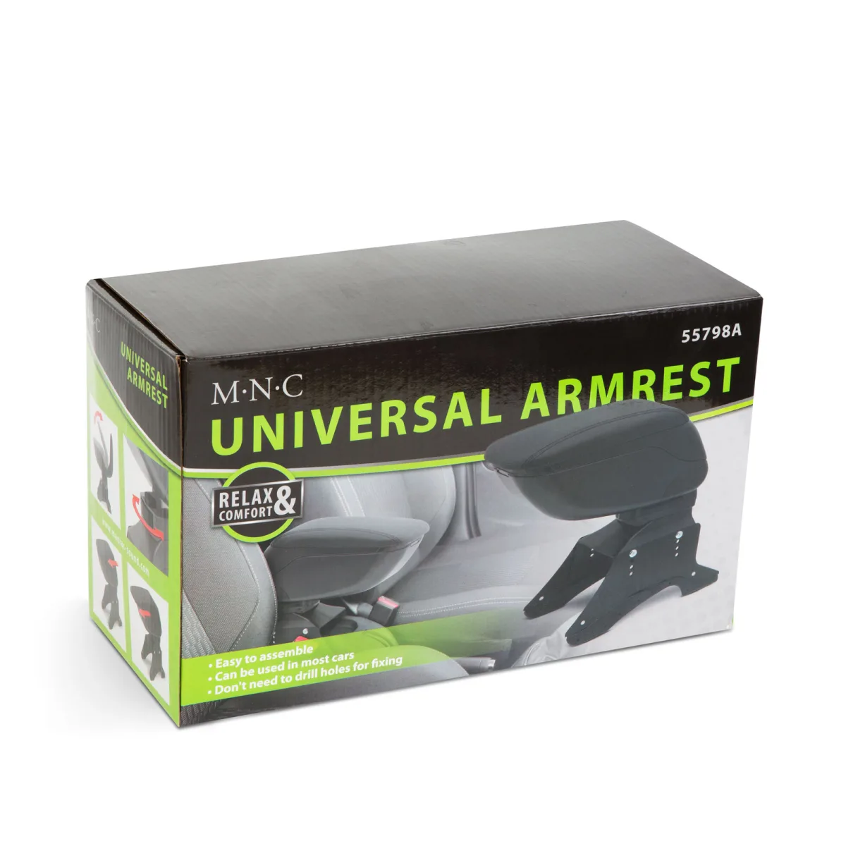 Cotiera auto universala neagra cu depozitare, reglabila, confort sporit, montare usoara - imagine 7