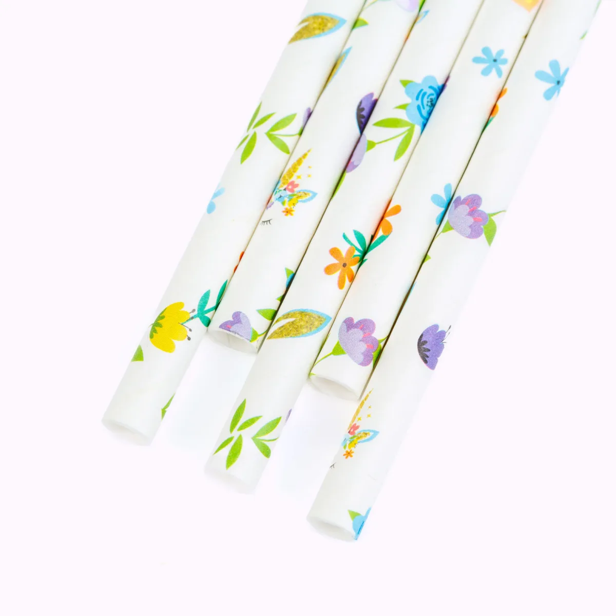 Paie hartie model floral 25 buc, 197 mm, eco, pentru bauturi, cocktail, petreceri, multicolor