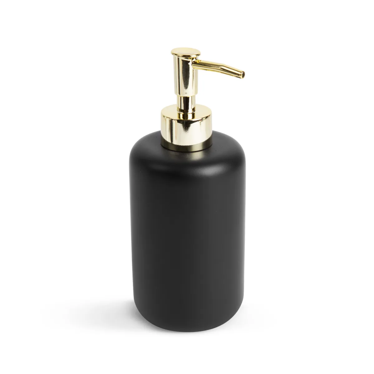 Dozator sapun lichid, dispenser sapun baie 300 ml, rasina negru mat si auriu, pompa sapun