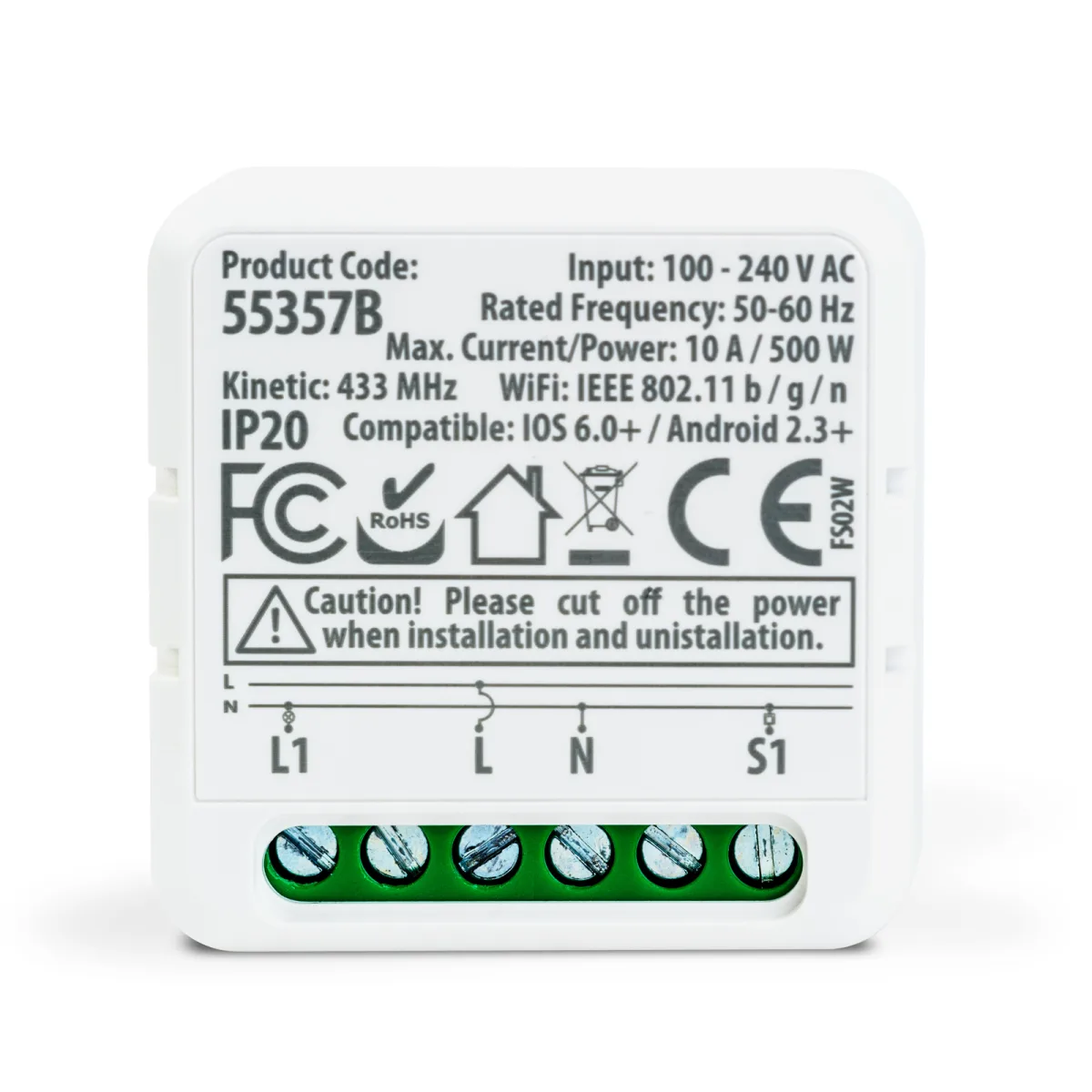 Modul smart wireless WiFi, 100-240V, 15A, 600W LED, Alexa Google Home, Tuya, 433MHz, alb - imagine 3