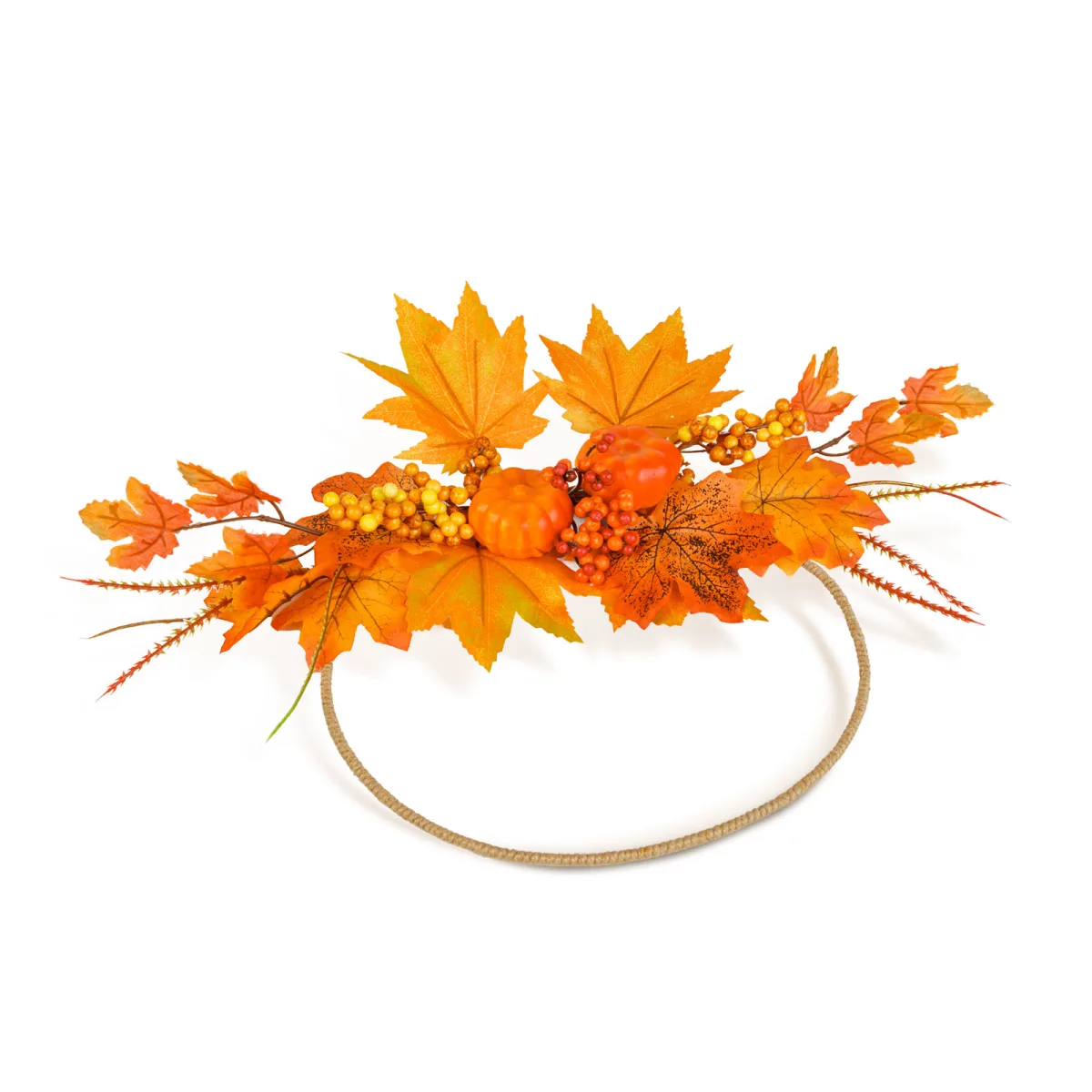 Coronita decorativa de toamna pentru usa, frunze conuri si fructe, 24 cm, 3 modele - imagine 2