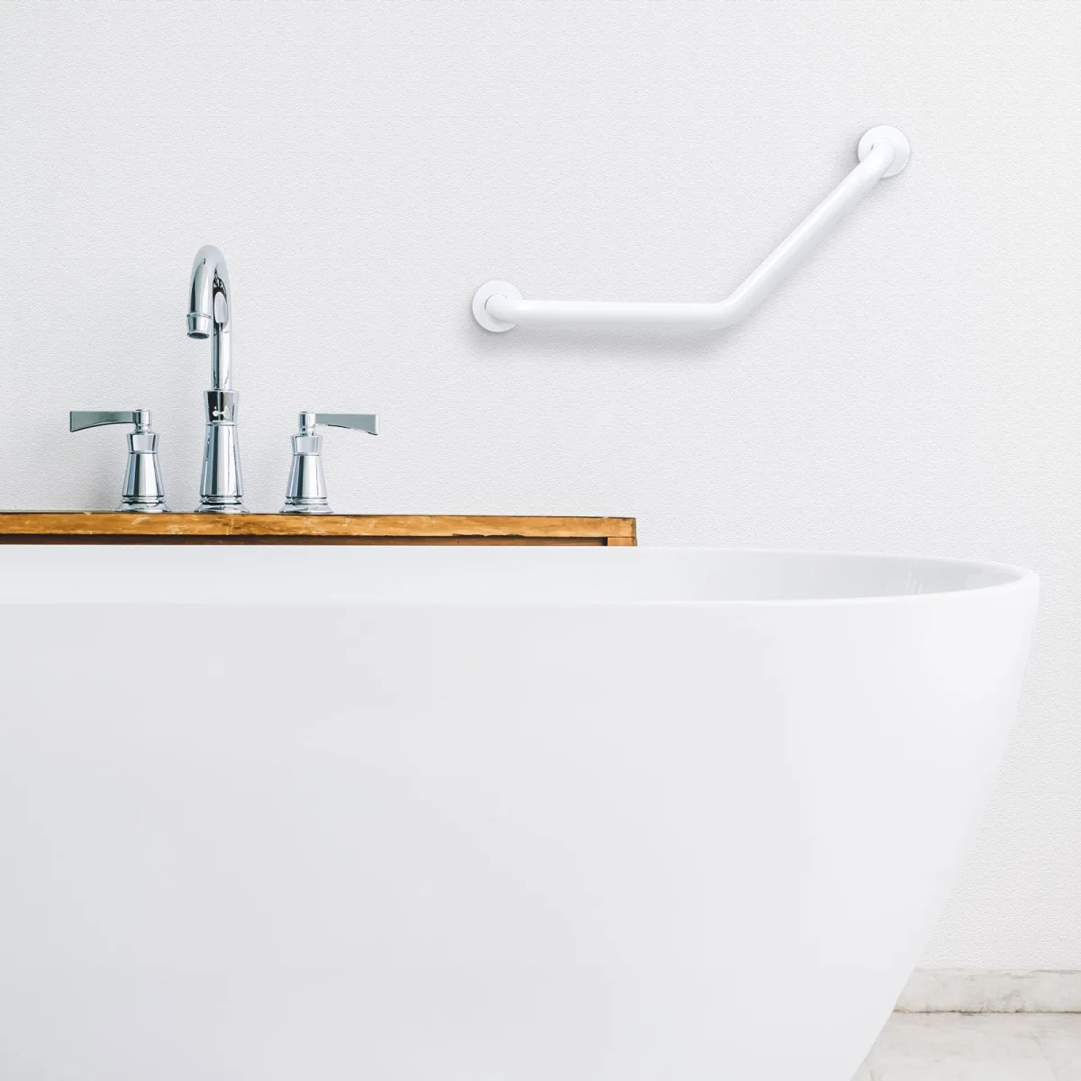 Maner siguranta baie inox 45 grade, bara sprijin cada si dus, suport perete 25+25 cm - imagine 3