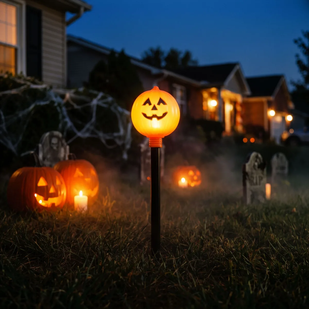Lampa decorativa Halloween cu tarus, model dovleac, 34 x 9,5 cm, pe baterii