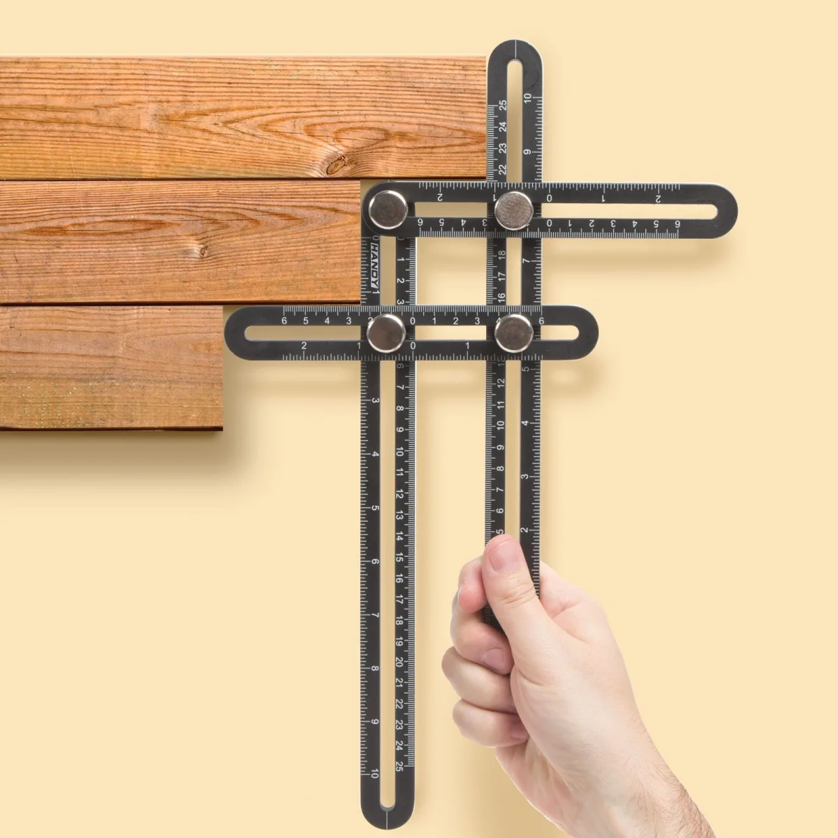 Rigla metalica multifunctionala pentru copiere unghiuri si masuratori, 31 x 18 cm - imagine 4