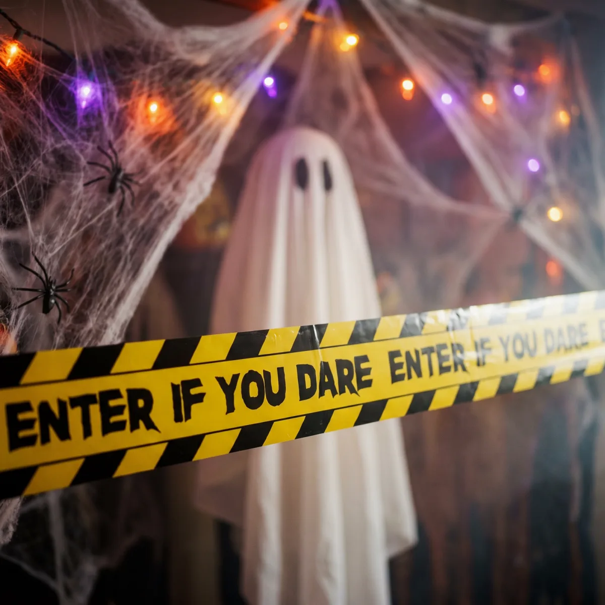 Set 3 benzi avertizare Halloween, decor infricosator, interior exterior, 3 x 6 m