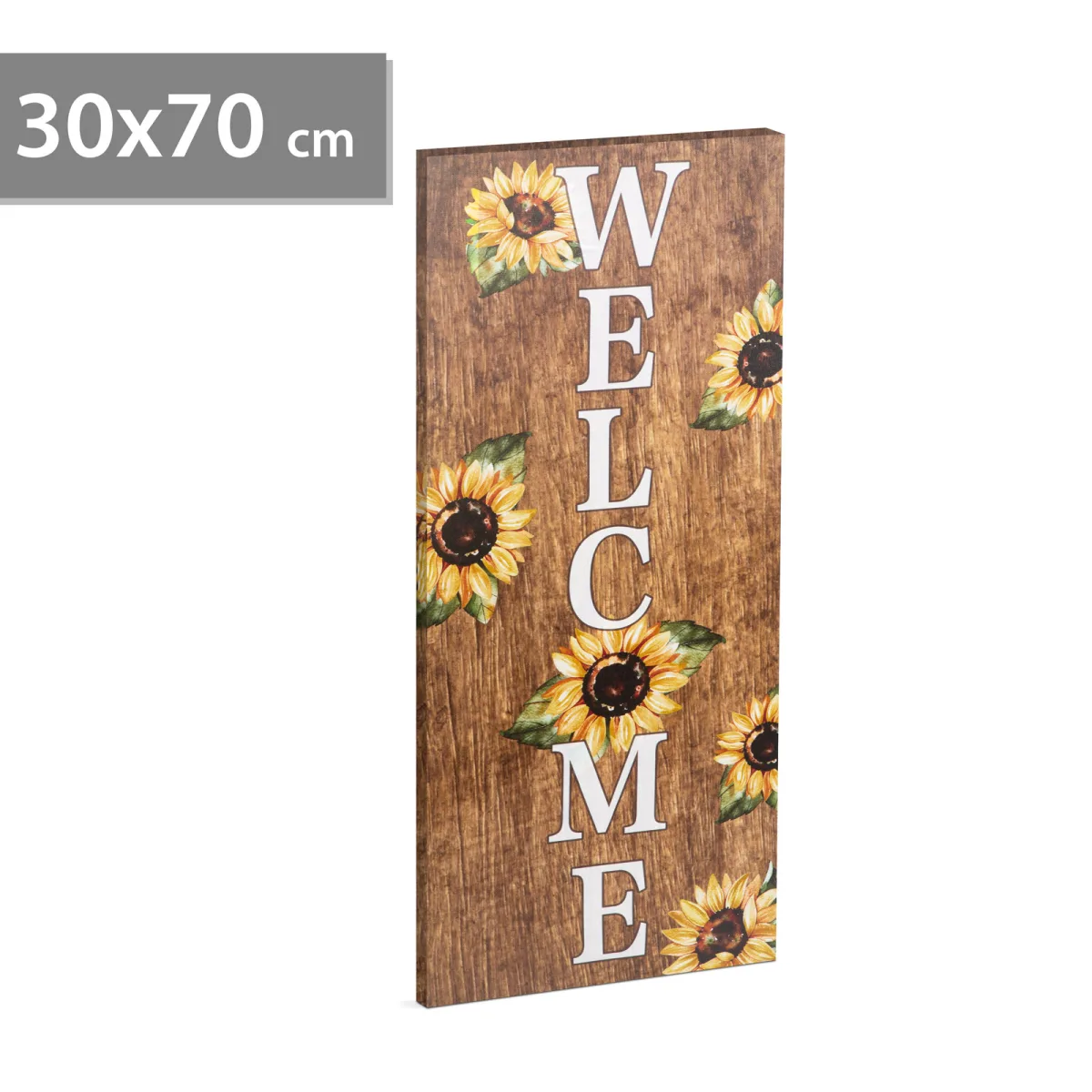 Tablou LED Welcome 70 x 30 cm, decor perete cu lumina alb cald, baterii 2 x AA