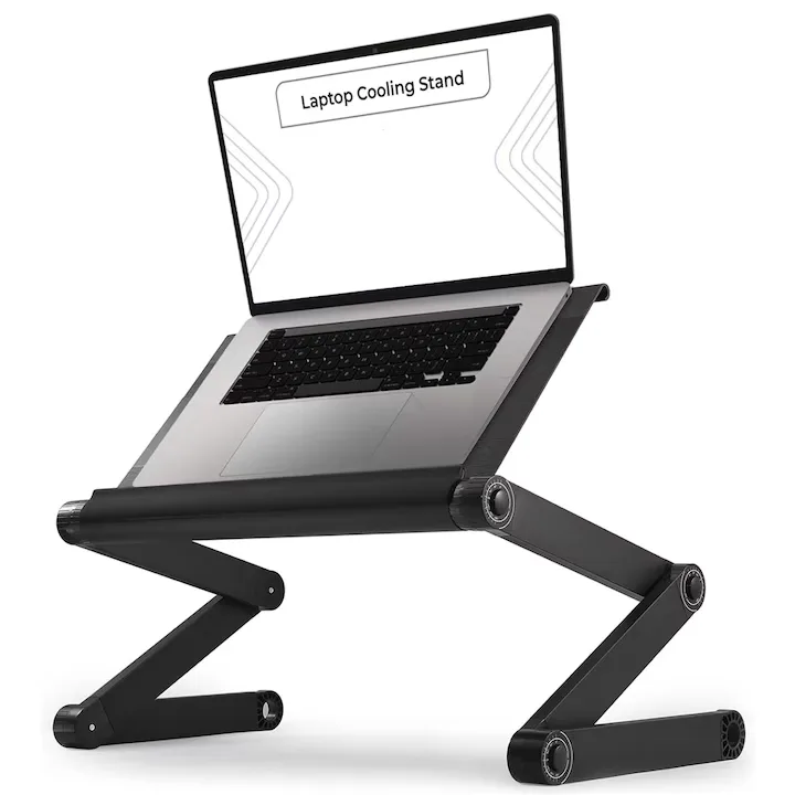 Masuta pentru Laptop 2 in 1 Teno®, reglabila pe inaltime, fante de aerisire, suport reglabl pentru mouse, multifunctionala, versatila, 42 x 26 cm, negru
