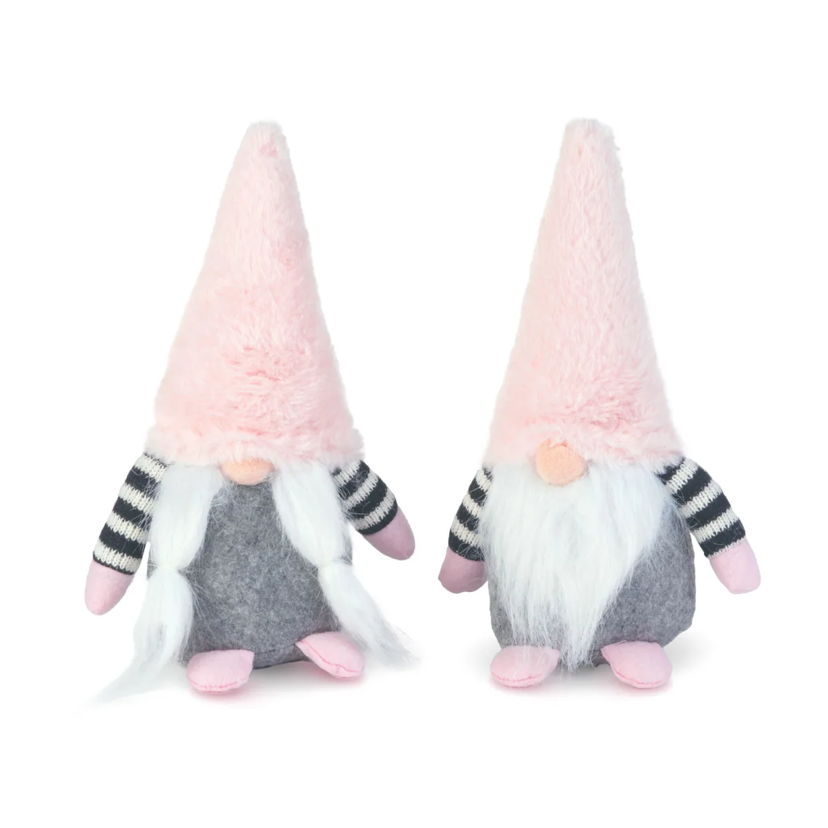 Figurina gnom scandinav decorativ, textil, roz gri, 25 cm, 2 modele, decor Craciun - imagine 2