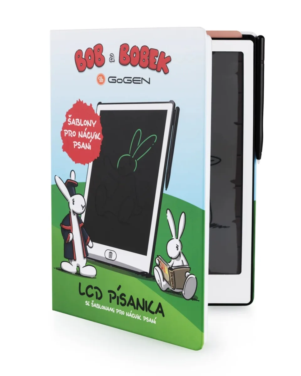 Tableta de desen pentru copii GoGEN BOB si BOBEK, ecran LCD 11" (28 cm), baterie CR2025 inclusa , subtire si usoara,alb - imagine 6