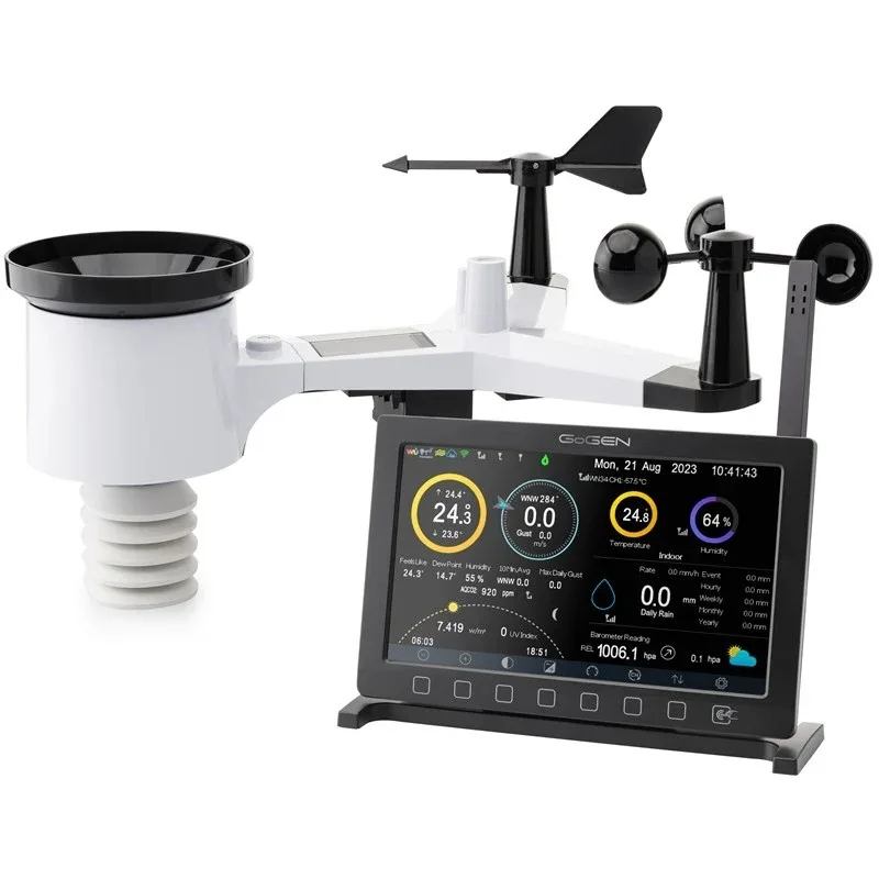 Statie profesionala SMART GoGEN ME 7900, Wi-Fi, ecran color 7”, senzor extern complet, masurare vant, ploaie, UV, temperatura si umiditate, aplicatie WSView Plus, negru