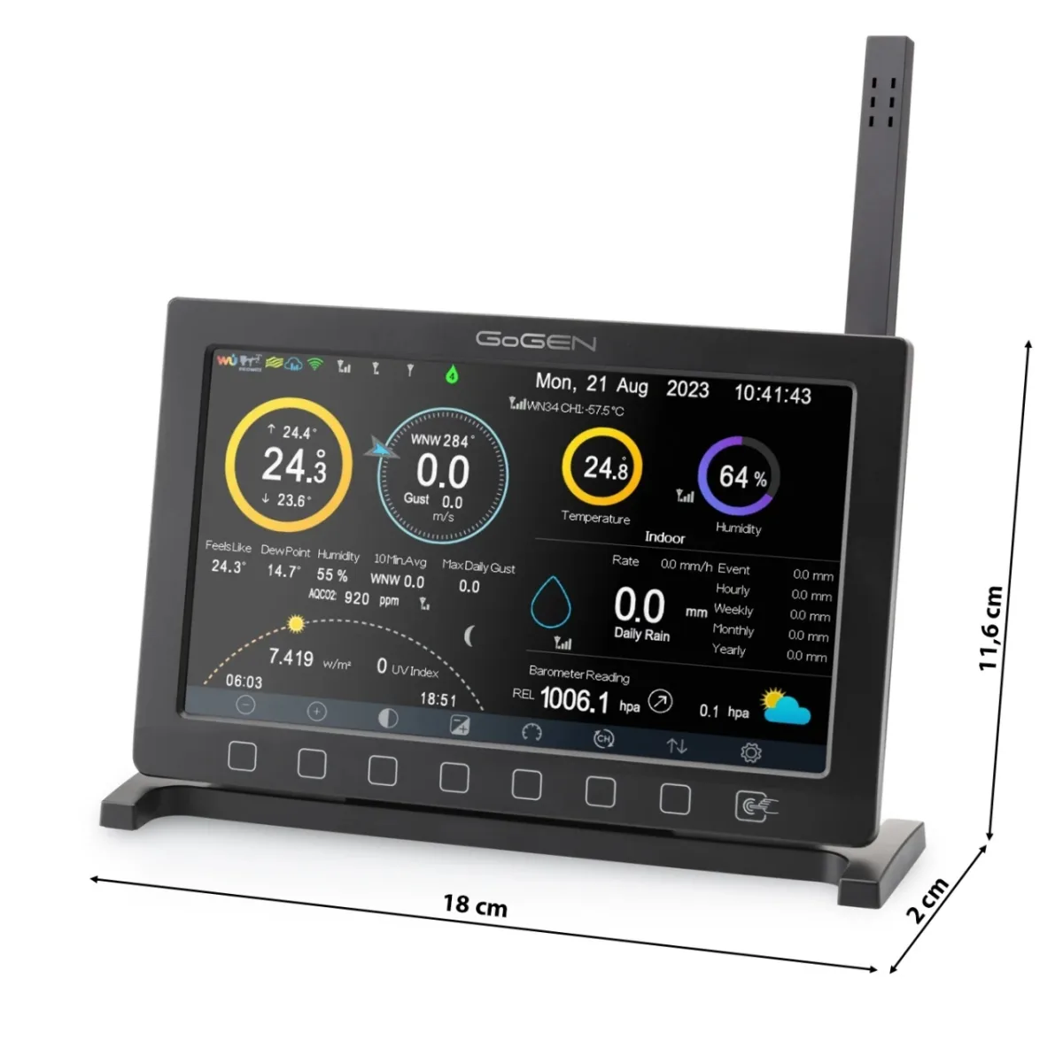 Statie profesionala SMART GoGEN ME 7900, Wi-Fi, ecran color 7”, senzor extern complet, masurare vant, ploaie, UV, temperatura si umiditate, aplicatie WSView Plus, negru - imagine 2