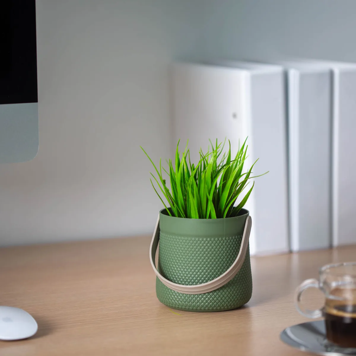 Ghiveci decorativ cos plastic 18 cm, 3 modele, pentru plante si depozitare, decor interior - imagine 3