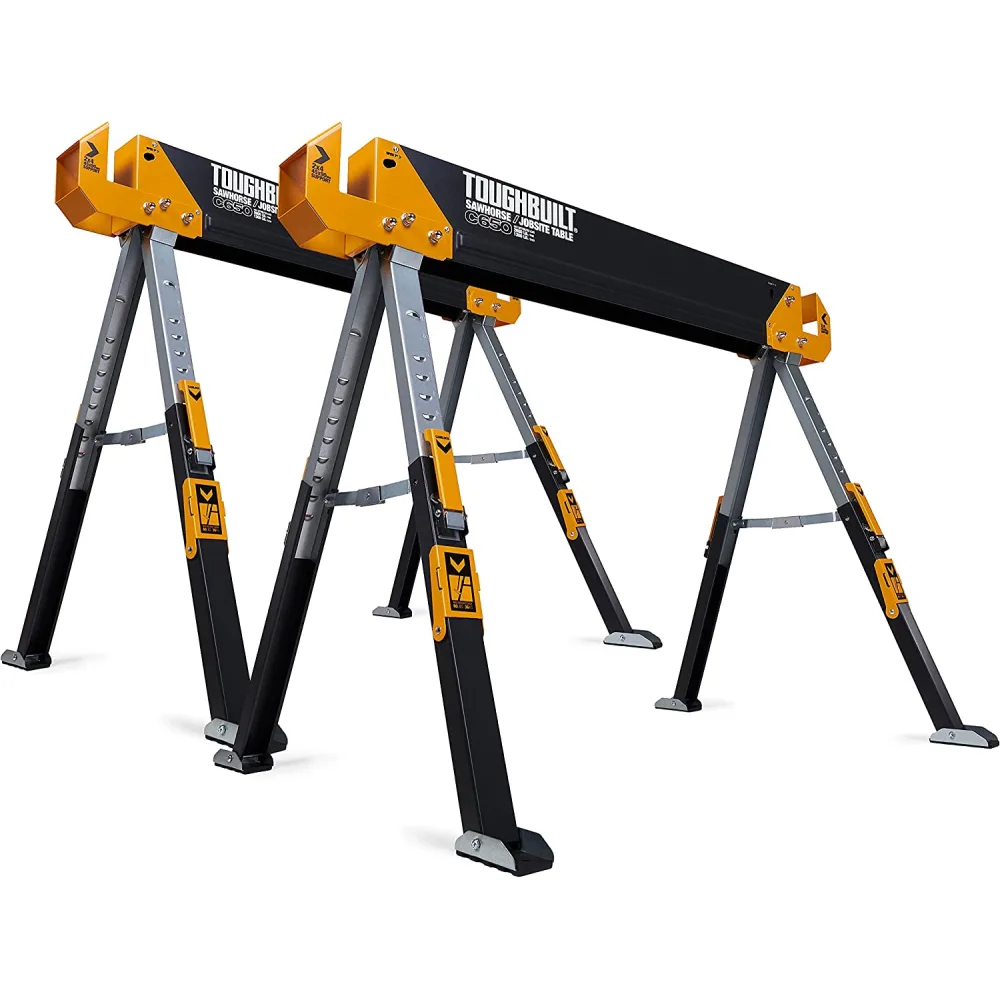 Set doua mese de santier cu picioare pivotante ToughBuilt TB-C650-2, 100% otel, max 1200 kg, 107.8cm