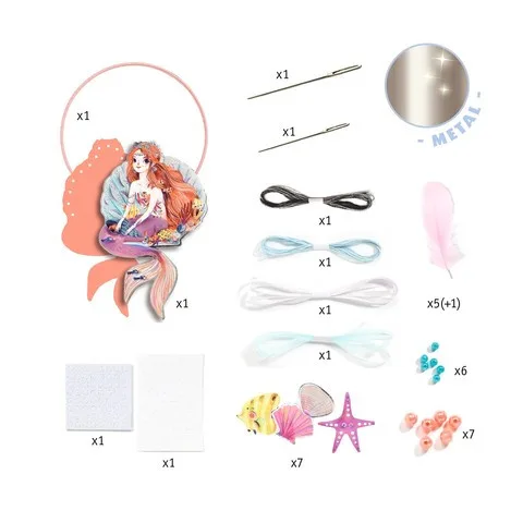 Joc creativ DIY Dreamcatcher sirena, Djeco - imagine 3
