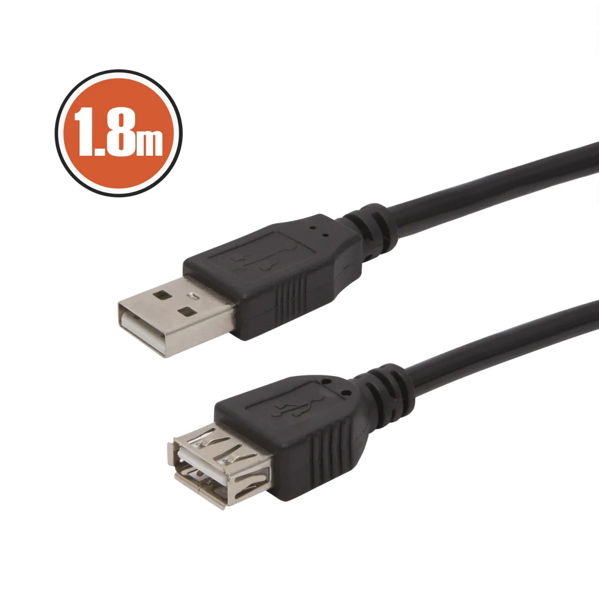 Cablu prelungitor USB 1.8m, USB A la USB A, negru, extensie date si incarcare