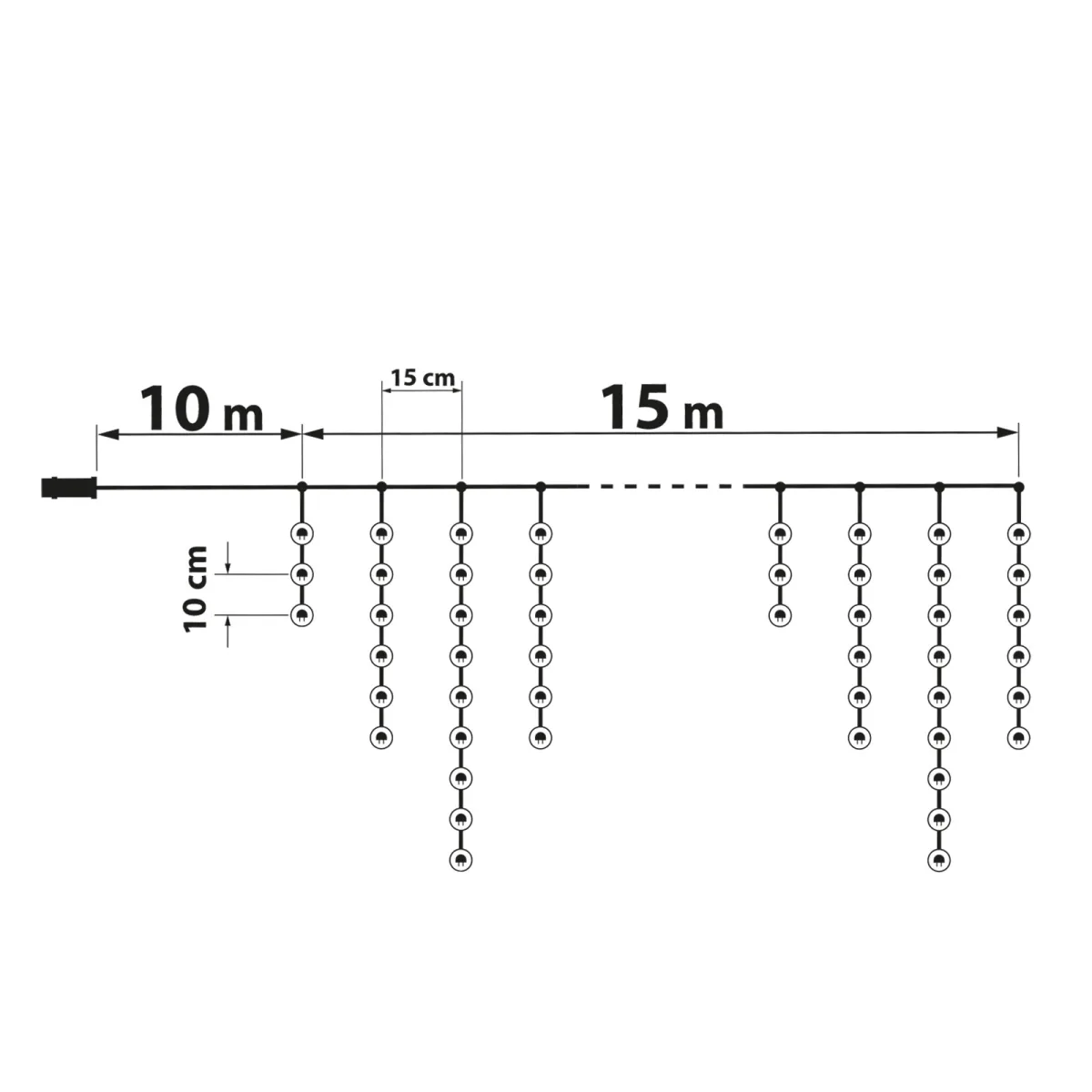 Instalatie de Craciun tip perdea 15 m, 600 LED alb cald, 8 jocuri lumini, timer, IP44 - imagine 4